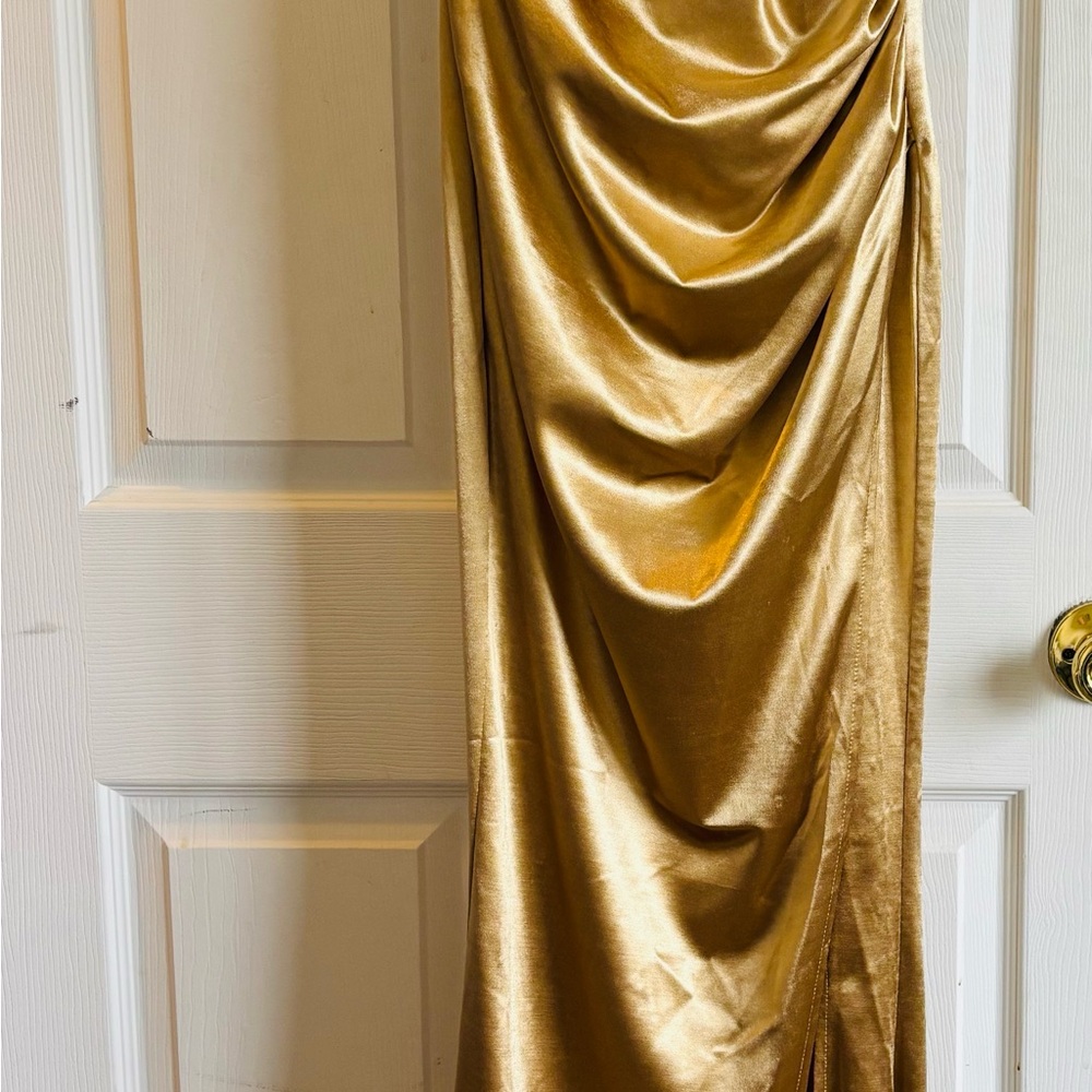 Elegant Gold Draped Dress